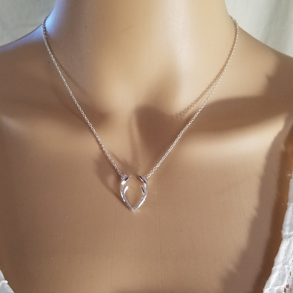 Fun Silver Antler Necklace - Picture 5 of 8